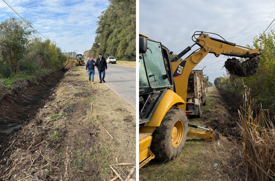 Ejecutan una limpieza profunda del canal de desag&uuml;e en la avenida Scully
