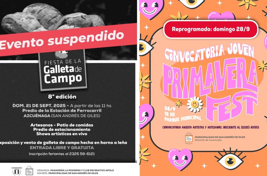La Fiesta de la Galleta fue suspendida y Primavera Fest reprogramada para el 28