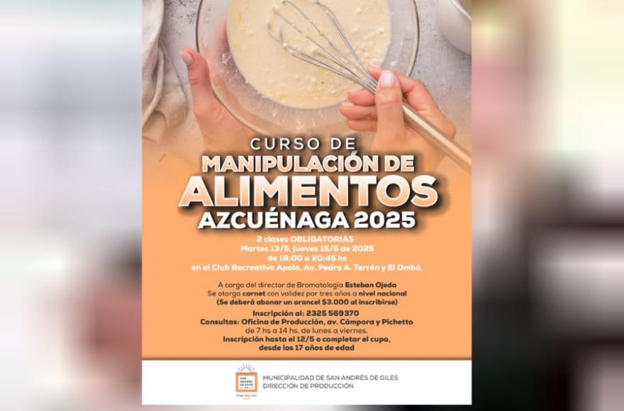 Las clases de Manipulación de Alimentos estarán a cargo del director de Bromatología, Esteban Ojeda.