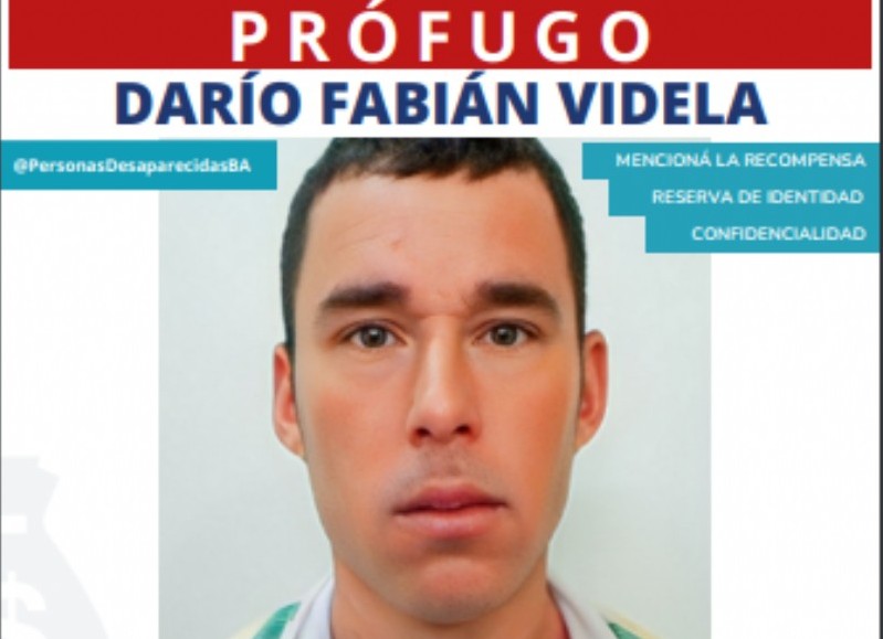 El Ministerio de Seguridad de la provincia de Buenos Aires dio a conocer que se busca a Darío Fabián Videla de 36 años.