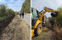 Ejecutan una limpieza profunda del canal de desag&uuml;e en la avenida Scully