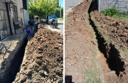 Realizan obras de ampliación de la red cloacal y de agua corriente